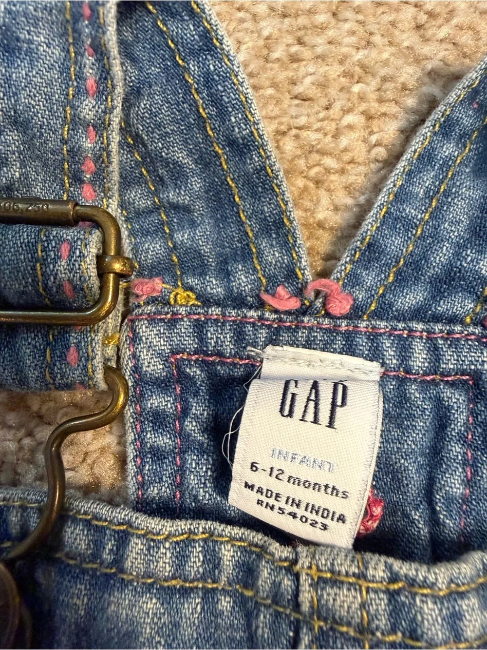 Baby GAP Embroidered Jean Denim Overall Dress‎ Butterfly Girly Colorful 6-12m